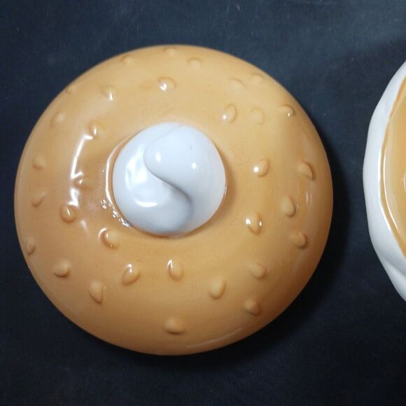 Vintage 1995 Boston Warehouse 5" Bagel Lidded Cream Cheese Bowl Serving Dish - Picture 12 of 12